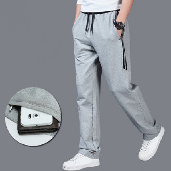 Men Slim Solid Color Casual Sports Pants Large Size Gym Running Sweatpants