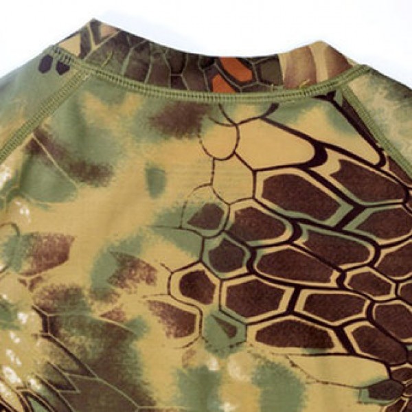Outdoor Quick Dry Elasticity Camouflage Short Sleeve T-shirt Men Python Pattern Skinny Fit Tees
