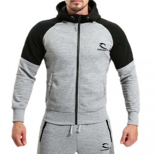 Men Leisure Sports Hooded Sweater Spring Autumn Fitness Jogging Running Zip Up Hoodies