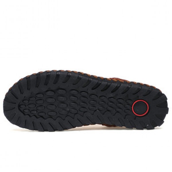 Leather Hollow Men Sandals Slippers Summer Casual Beach Light Weight Soft Breathable Durable