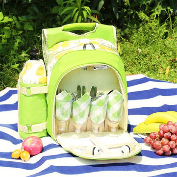 600D Oxford Cloth Camping Picnic Bag Portable Food Container Storage Bag With 2/4 Person Tableware