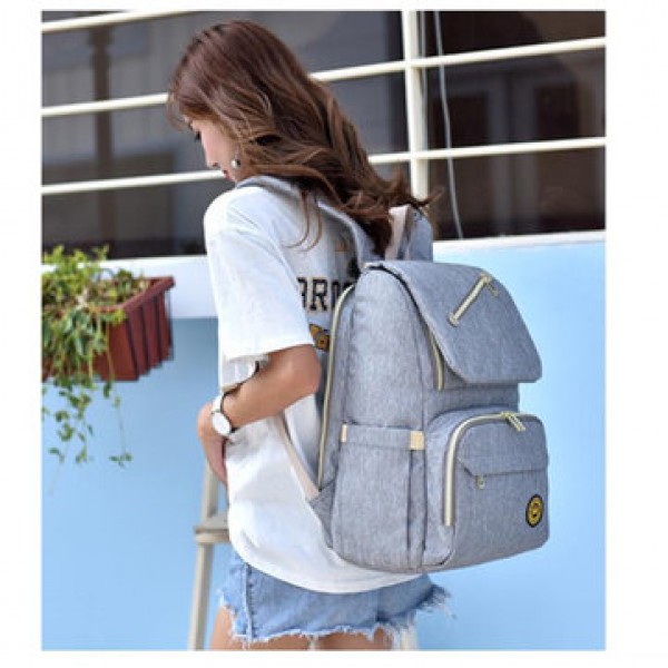 Waterproof Diaper Bag Mummy Bag Baby Care Bag Outdoor Traveling USB Backpack