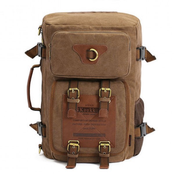 KAUKKO Men Canvas Army Style Shoulder Travel Tactical Backpacks