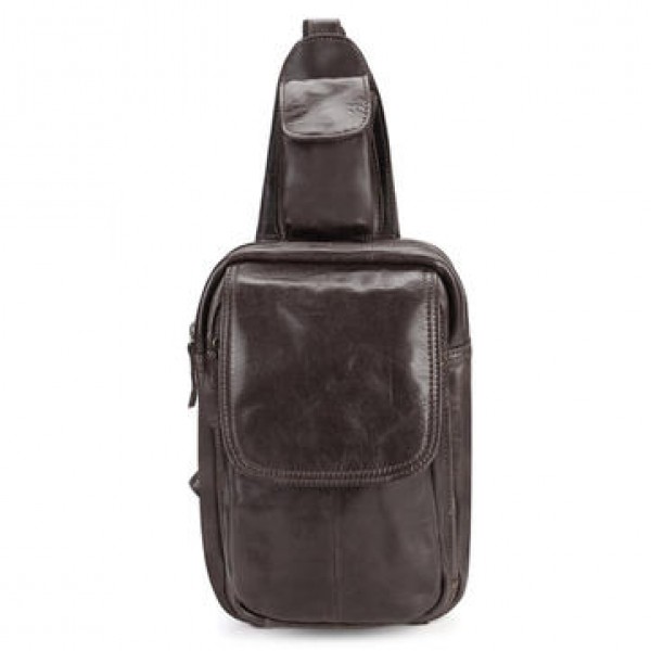 Vintage Retro Genuine Leather Cowhide Men Chest Bag Shoulder Bag