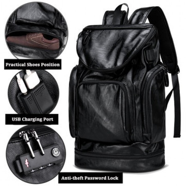 Men Leisure Travel Multifunctional Multi-Carry Multi-Position Backpack With Charging Port