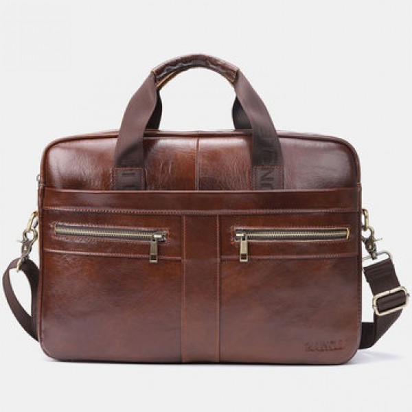 Men Large Capacity Genuine Leather Messenger Bag Handbag Crossbody Bag